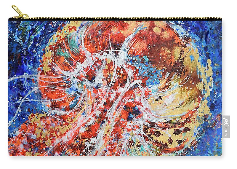 Jellyfish Carry-all Pouch featuring the painting Joyous Jellyfish by Jyotika Shroff