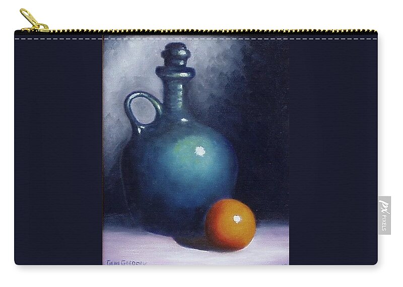 Still Life. Zip Pouch featuring the painting Jug and orange. by Gene Gregory