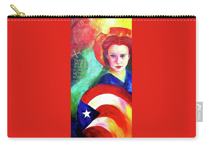 Julia De Burgos Zip Pouch featuring the painting Julia De Burgos by Luzdy Rivera