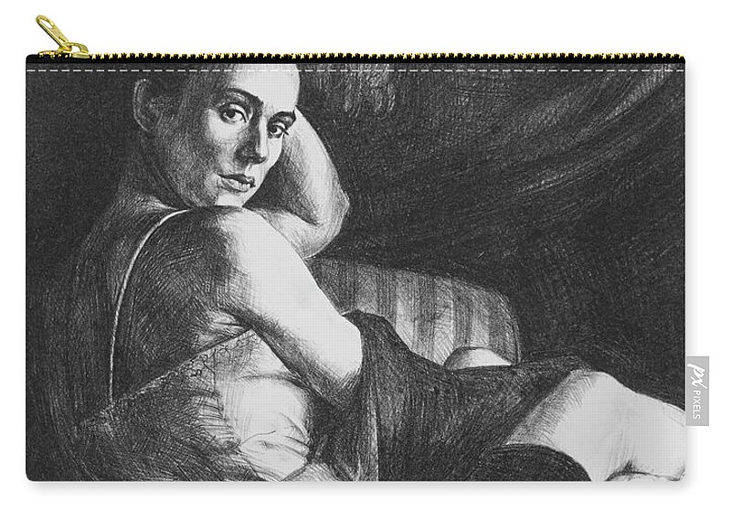 Woman Zip Pouch featuring the drawing Julia by Yvonne Wright