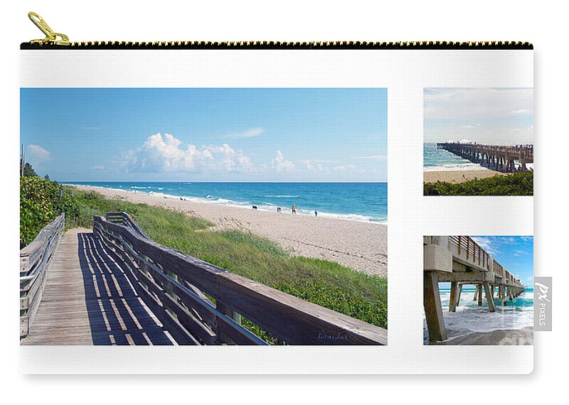 Beach Zip Pouch featuring the photograph Juno Beach Florida Seascape Collage 1 by Ricardos Creations