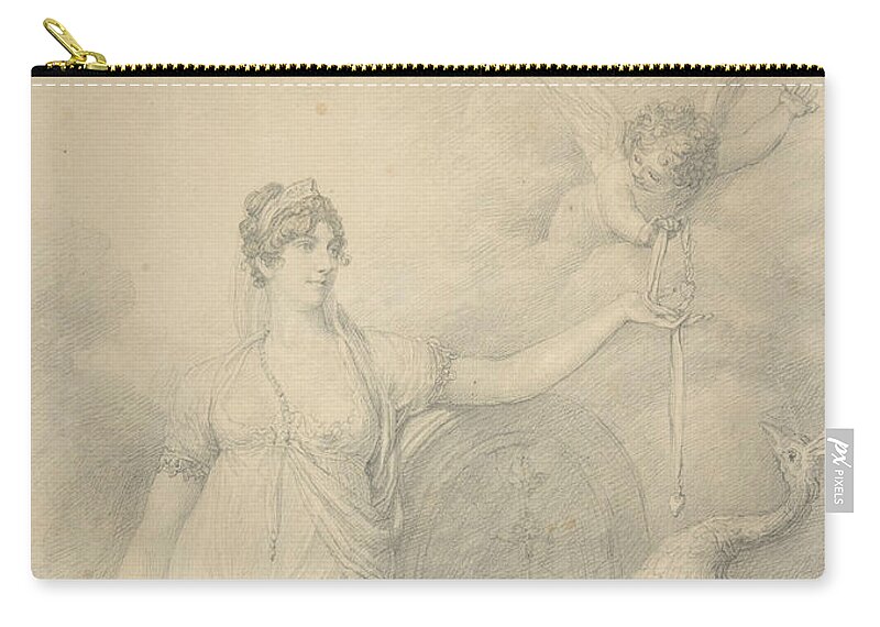 Richard Cosway Zip Pouch featuring the drawing Juno by Richard Cosway