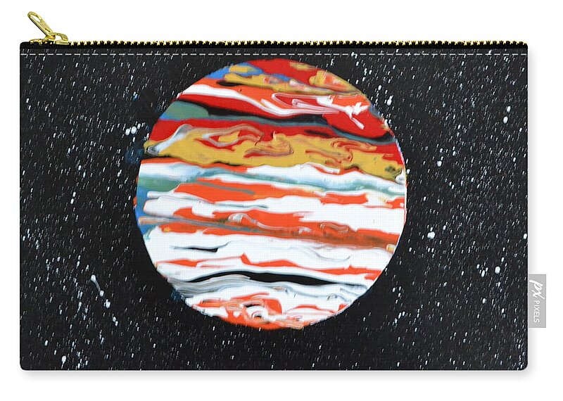 This Is A Abstract Painting Of The Planet Jupiter. The Flow Technique Was Used With Acrylic Colors. The Five Acrylic Colors Used Were Poured In A Circle Area Tilted To Get This Affect. The Distant White Stars Were Also Included In This Painting. Carry-all Pouch featuring the painting Jupiter by Martin Schmidt