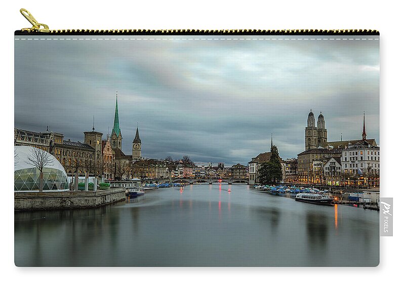 Hdr Composite Zip Pouch featuring the photograph Just after sunset in Zurich by M C Hood
