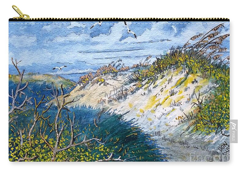 Birds Zip Pouch featuring the painting Just Beachy by Don n Leonora Hand
