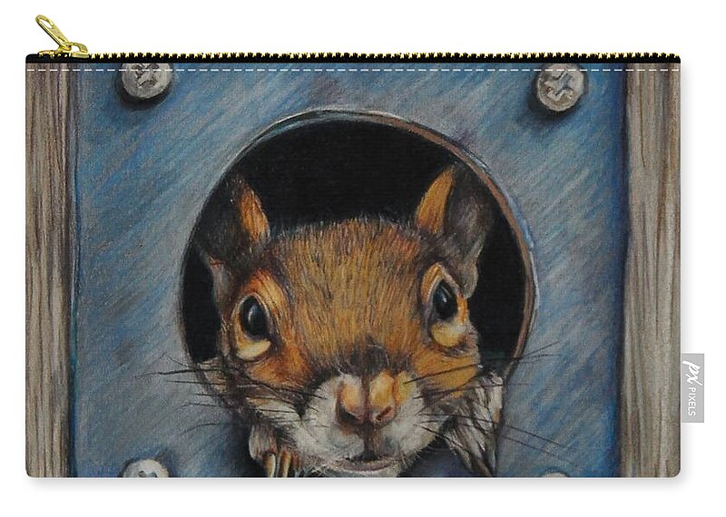 Squirrel Carry-all Pouch featuring the drawing Just Hanging Out by Jean Cormier