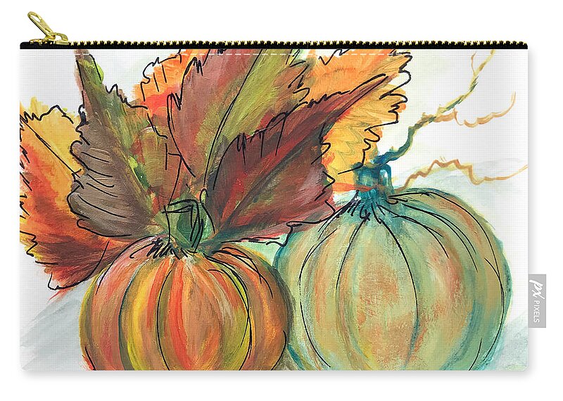 Pumpkins Zip Pouch featuring the painting Just Pumpkins by Dorothy Maier