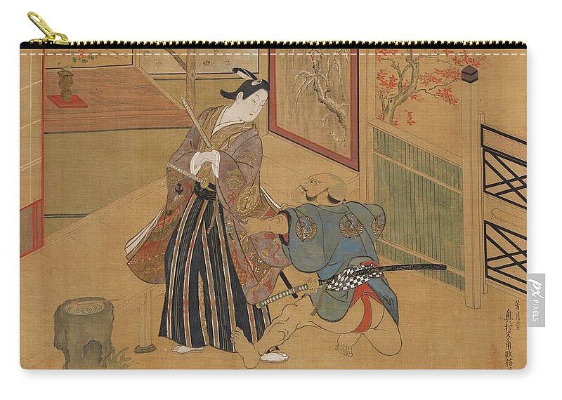 Kabuki Play Kusazuribiki from the Tales of Soga Soga monogatari Zip Pouch  by Okumura Masanobu - Fine Art America