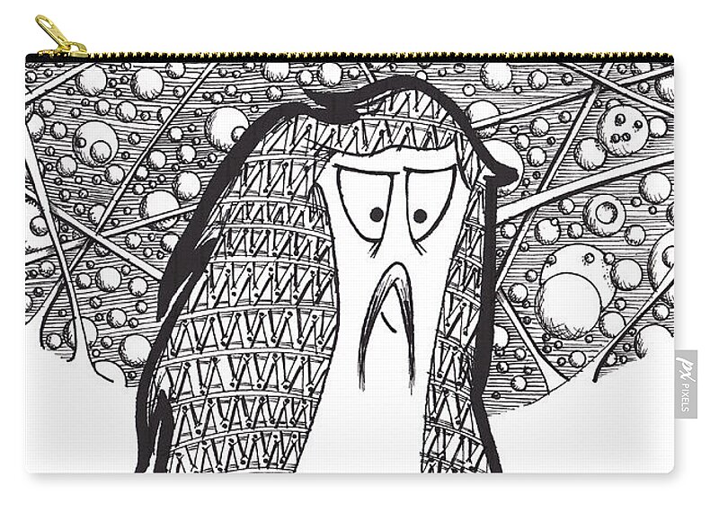 Art Zip Pouch featuring the drawing Kabuki Spaceghost by Uncle J's Monsters