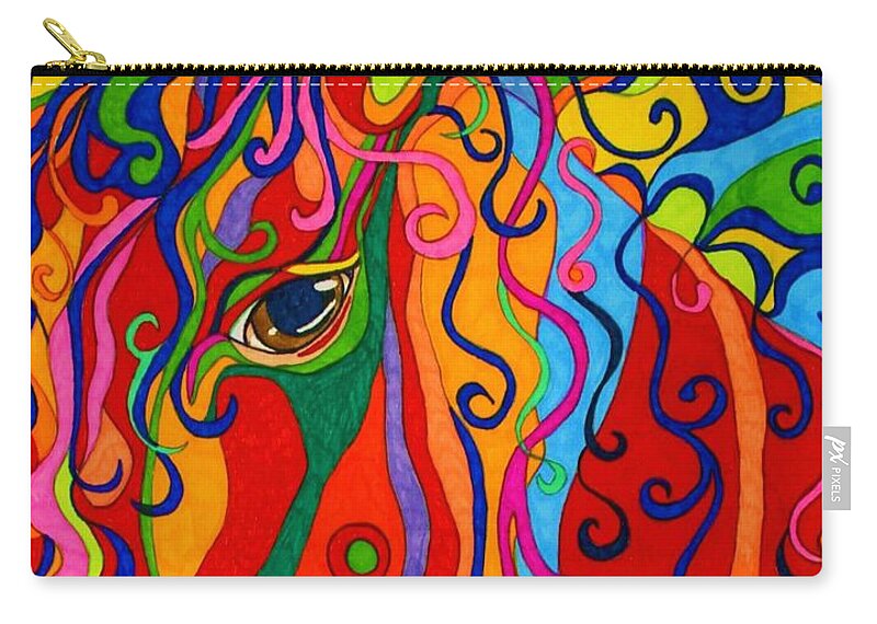 Horse Zip Pouch featuring the drawing Kaleidoscope Eyes 2016 by Alison Caltrider