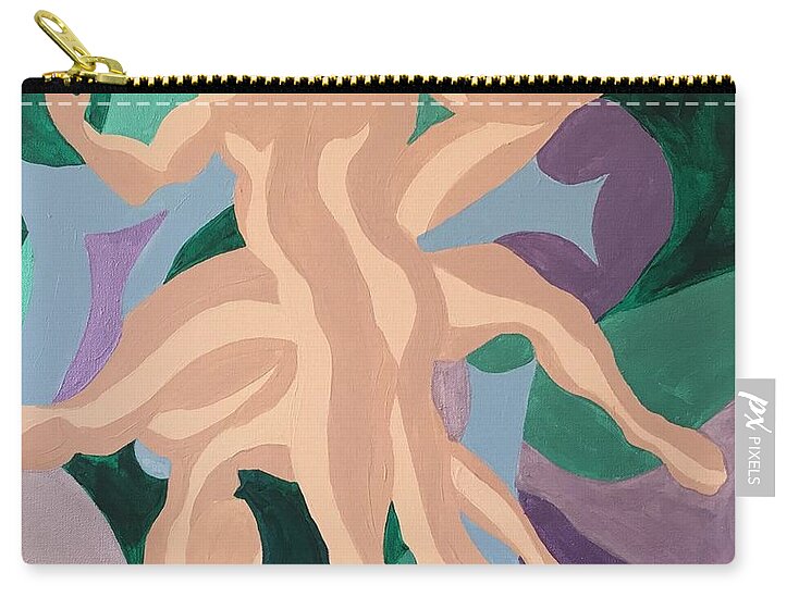 Nude Male Abstract Zip Pouch featuring the painting Kalidescope by Erika Jean Chamberlin