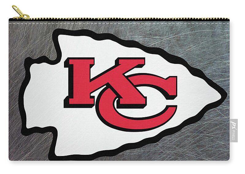 Kansas City Chiefs Zip Pouch featuring the mixed media Kansas City Chiefs on an abraded steel texture by Movie Poster Prints