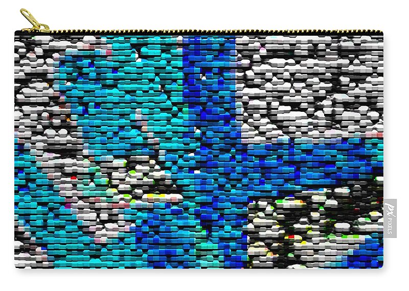 Abstract Zip Pouch featuring the digital art Karlheinz Stockhausen Tribute Falling Shapes Digital Four by Dick Sauer