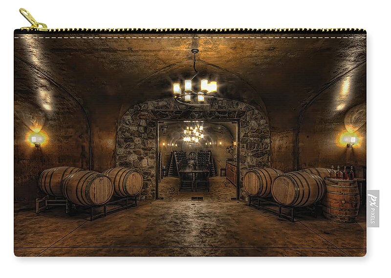 Hdr Zip Pouch featuring the photograph Karma Winery Cave by Brad Granger