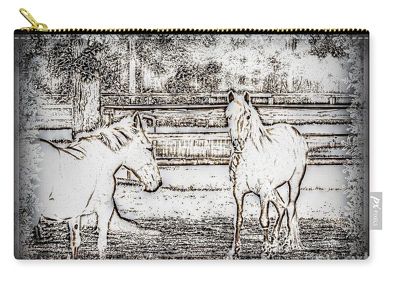 Horses Zip Pouch featuring the photograph Kasmire and Jesse 2 by Leslie Revels