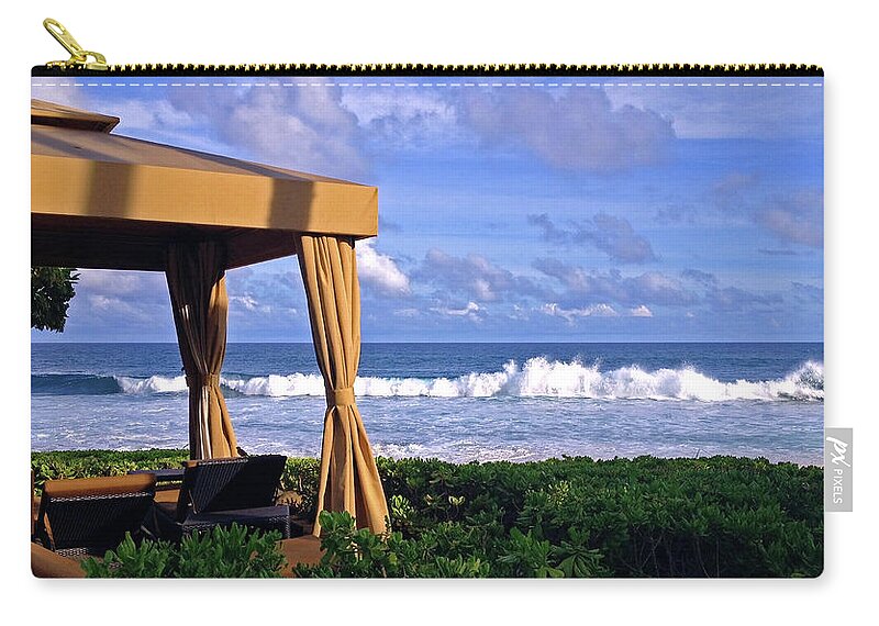 Hawaii Zip Pouch featuring the photograph Kauai Cabana by the Sea by Marie Hicks