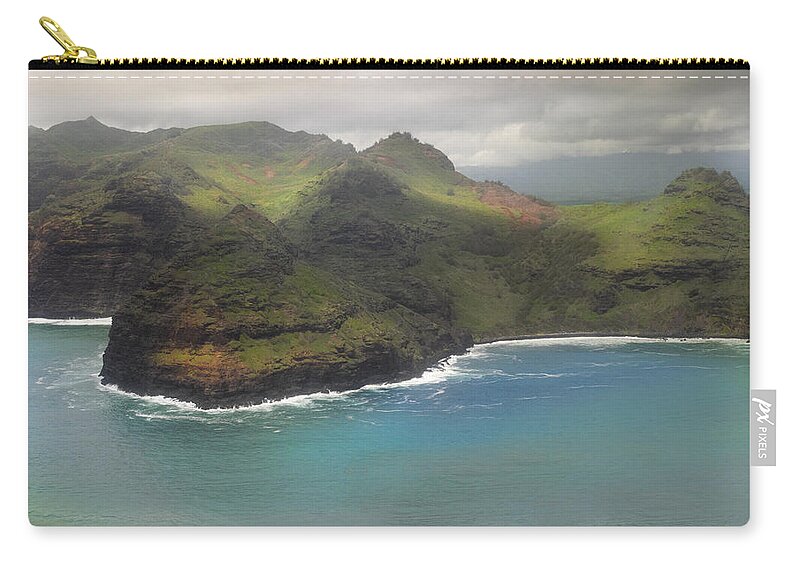 Kauai Shoreline Zip Pouch featuring the photograph Kauai Shoreline by Frank Wilson