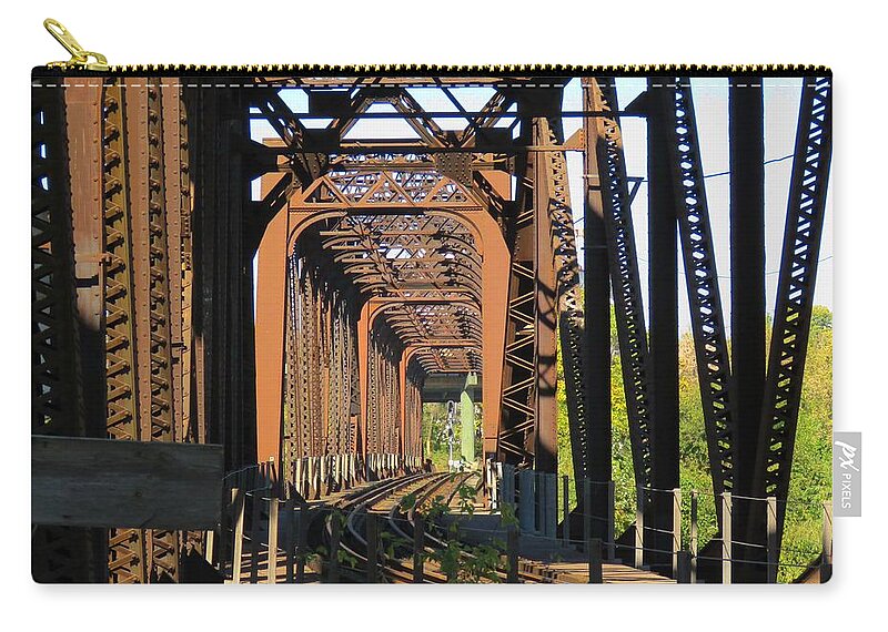 Kansas City Zip Pouch featuring the photograph Kaw Point Railroad Bridge by Keith Stokes