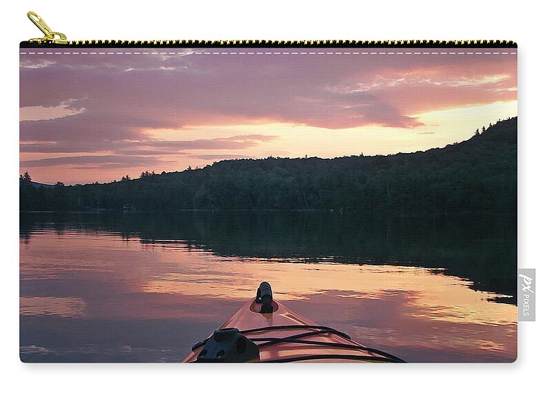 Kayaking Under A Gorgeous Sundown Sky On Concord Pond Zip Pouch featuring the photograph Kayaking Under A Gorgeous Sundown Sky On Concord Pond by Joy Nichols