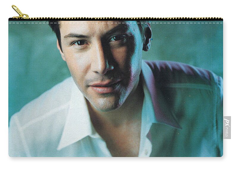 Keanu Reeves Zip Pouch featuring the photograph Keanu Reeves by Mariel Mcmeeking