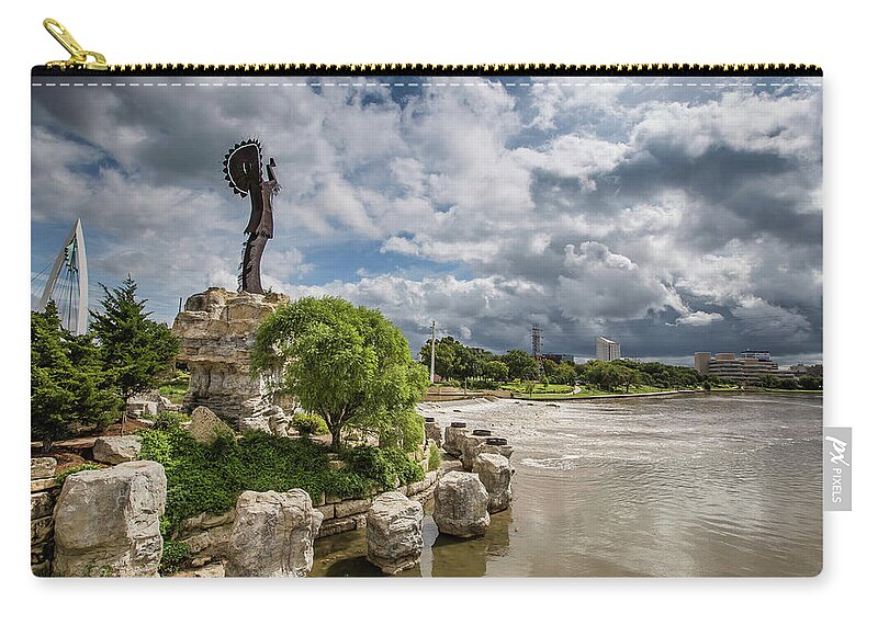 Kansas Zip Pouch featuring the photograph Keeper of the Plains by Chris Harris