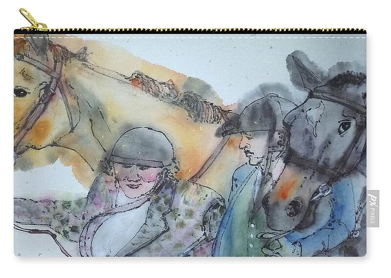 Tv Series. Pbs. In Honor. Keeping Up Appearances. Figures. Equine Zip Pouch featuring the painting Keeping up Appearances album by Debbi Saccomanno Chan