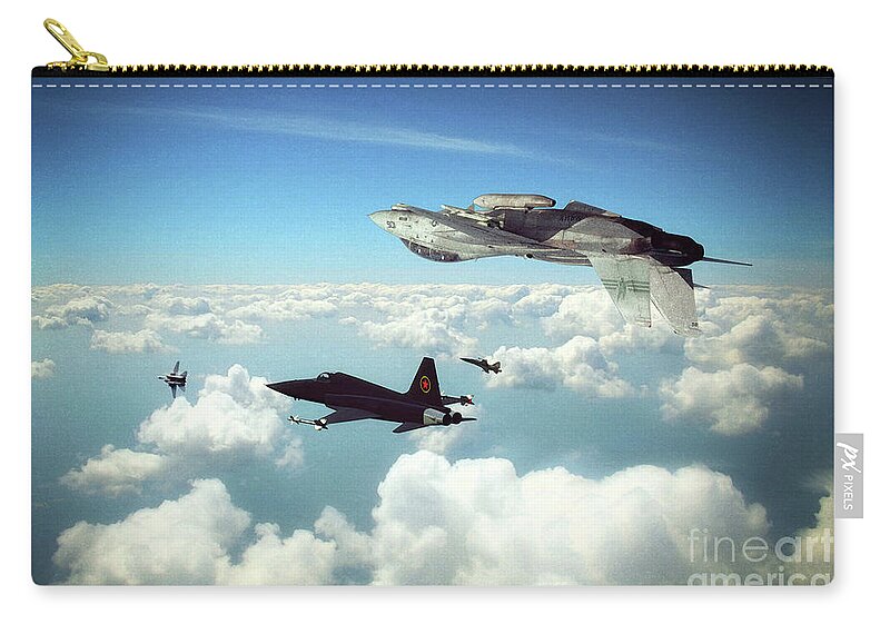 F-14 Tomcat Zip Pouch featuring the digital art Keeping Up Foreign Relations by Airpower Art