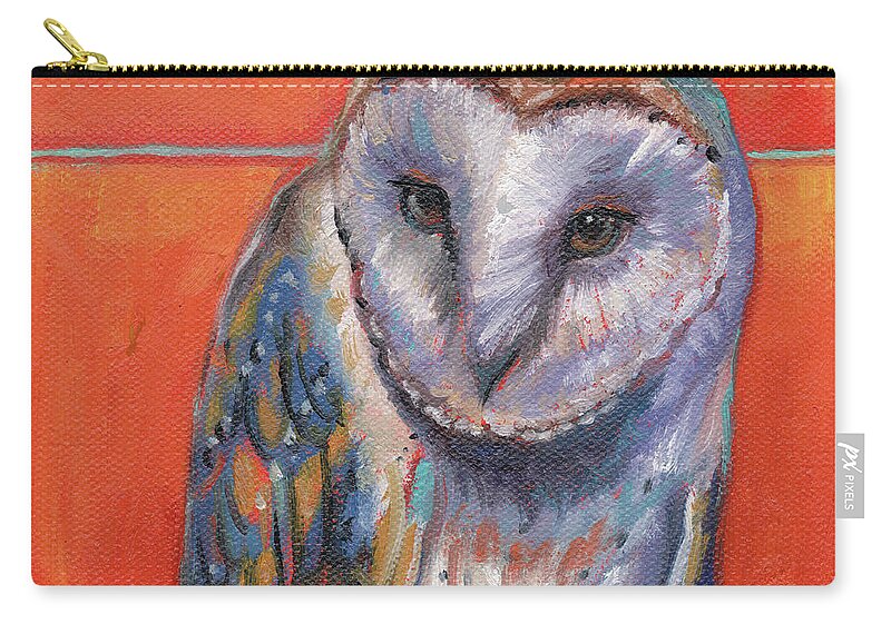 Barn Owl Art Zip Pouch featuring the painting Keeping Watch by Tahirih Goffic