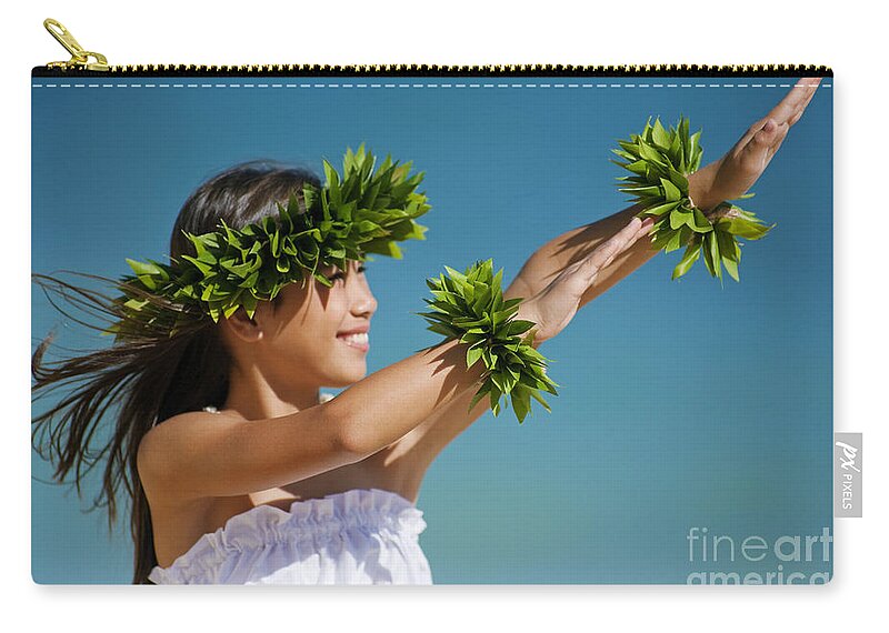 Aloha Zip Pouch featuring the photograph Keiki Hula by Ron Dahlquist - Printscapes
