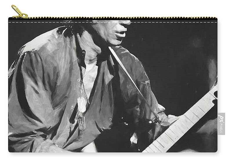 Guitarist Zip Pouch featuring the painting Keith Richards Painting by Concert Photos