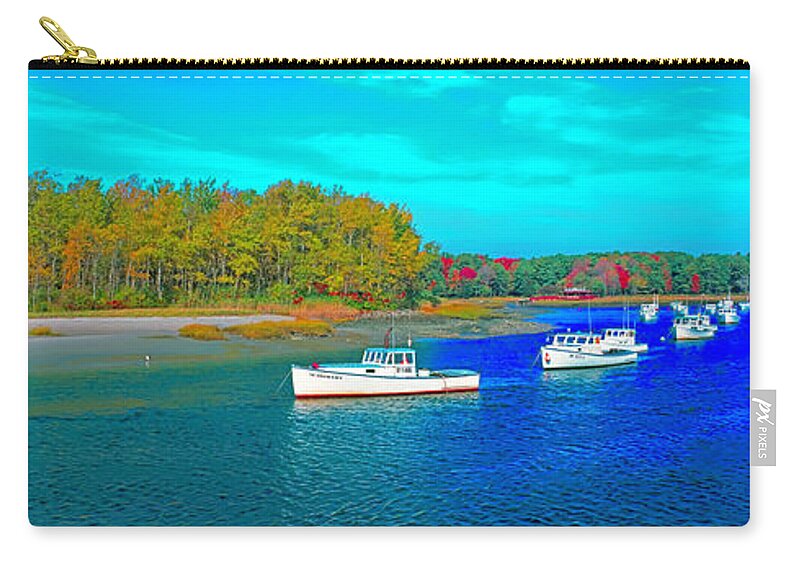 Kennebunkport Zip Pouch featuring the photograph Kennebunkport, Maine, lobster boats by Tom Jelen