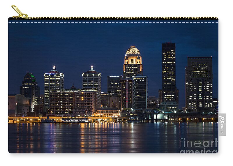 Louisville Zip Pouch featuring the photograph Louisville at Night by Andrea Silies