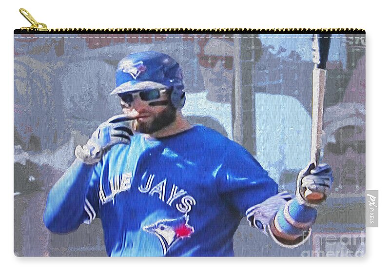 Blue Jays Zip Pouch featuring the digital art Kevin Pillar at Bat by Nina Silver
