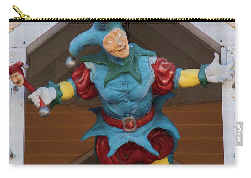 Sculpture Zip Pouch featuring the photograph Key West Art - The Flying Jester by Hany J