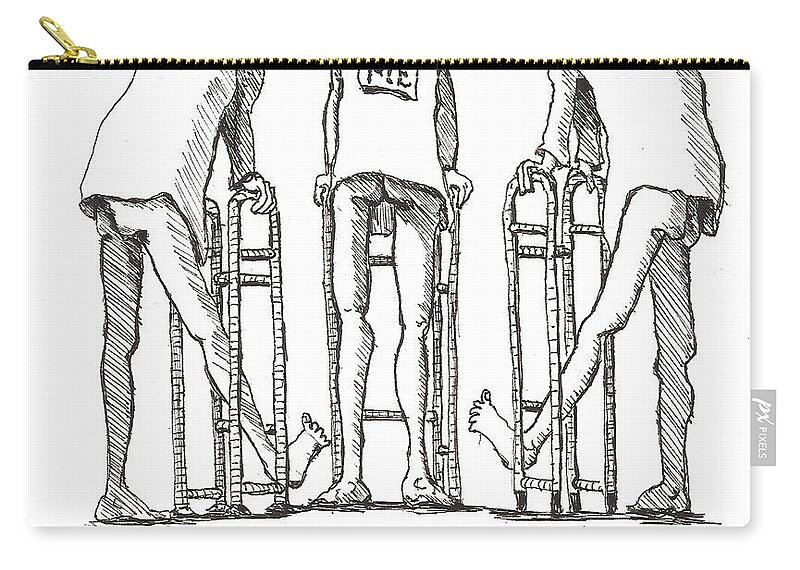 Kick Zip Pouch featuring the drawing Kick Me by R Allen Swezey
