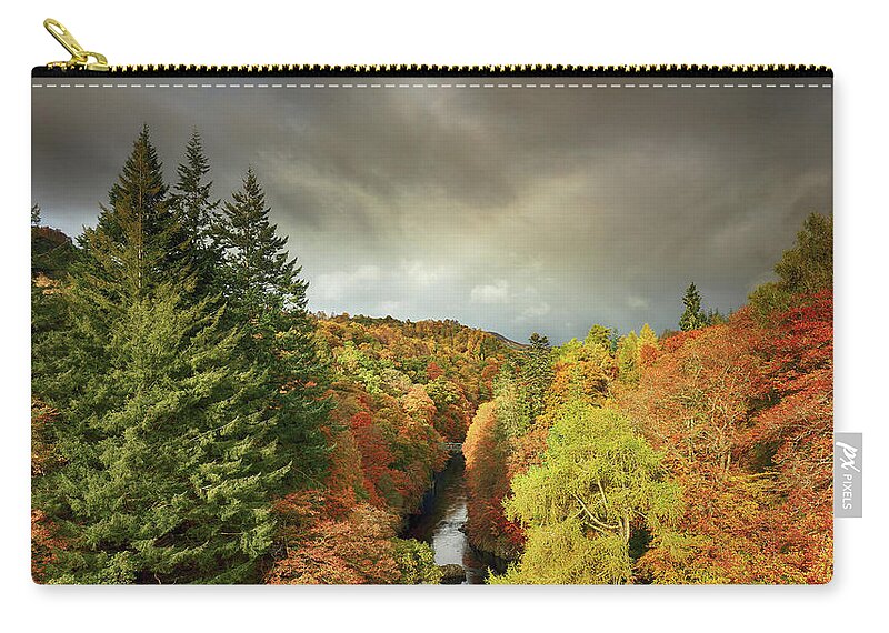 Autumn Landscape Zip Pouch featuring the photograph Killiecrankie Autumn by Grant Glendinning