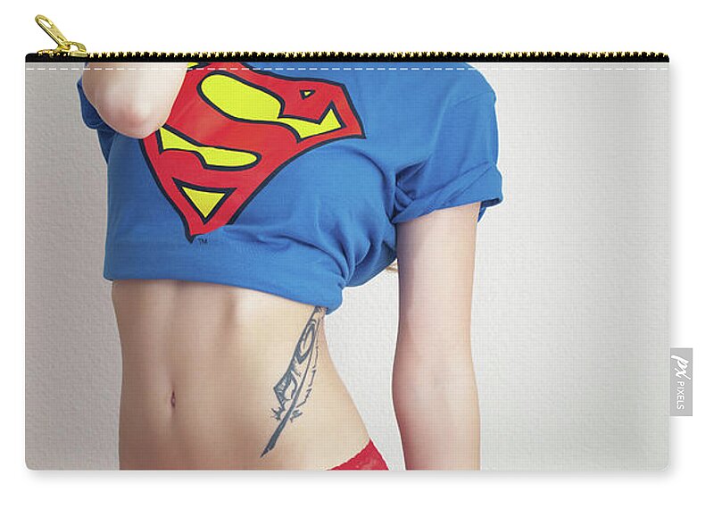 Kyrstannie Zip Pouch featuring the photograph #Kim #Supergirl by ItzKirb Photography