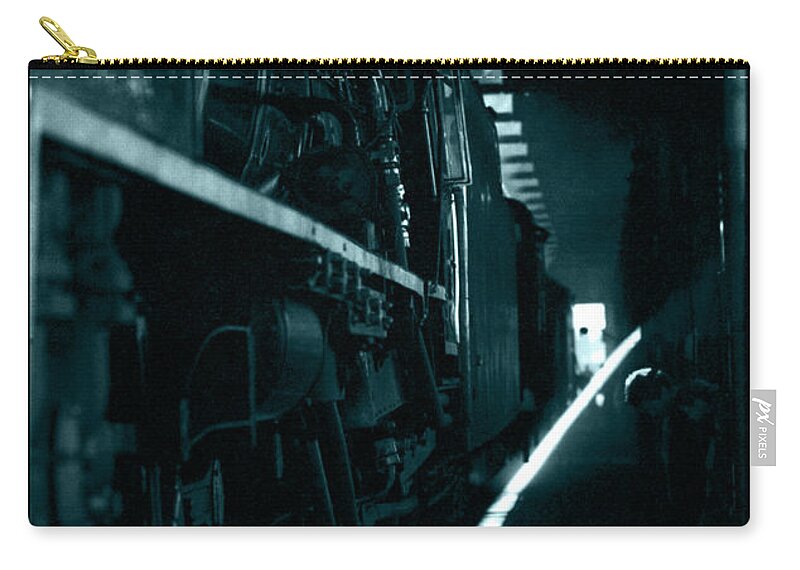 Kimberley Zip Pouch featuring the photograph Kimberley Train Depot Black and White by Vincent Franco