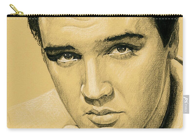 Elvis Zip Pouch featuring the drawing King Creole by Rob De Vries