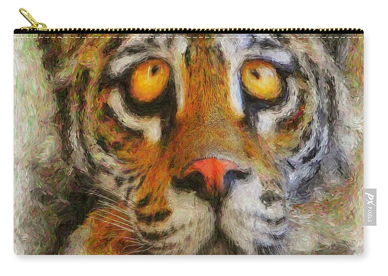 Digital Art Zip Pouch featuring the digital art King of the Jungle by Artful Oasis