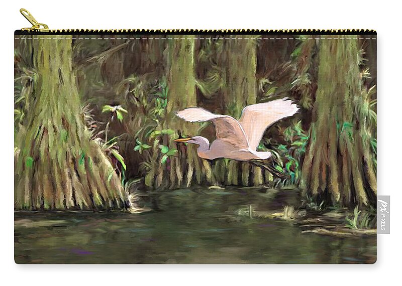 Swamp Scenes Zip Pouch featuring the painting King of the Swamp by David Van Hulst