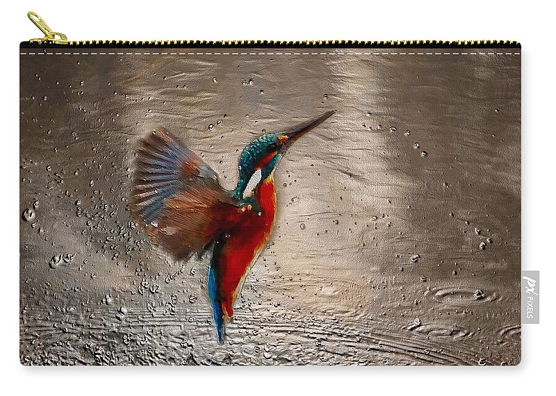 Kingfisher Zip Pouch featuring the painting Kingfisher by Mark Taylor