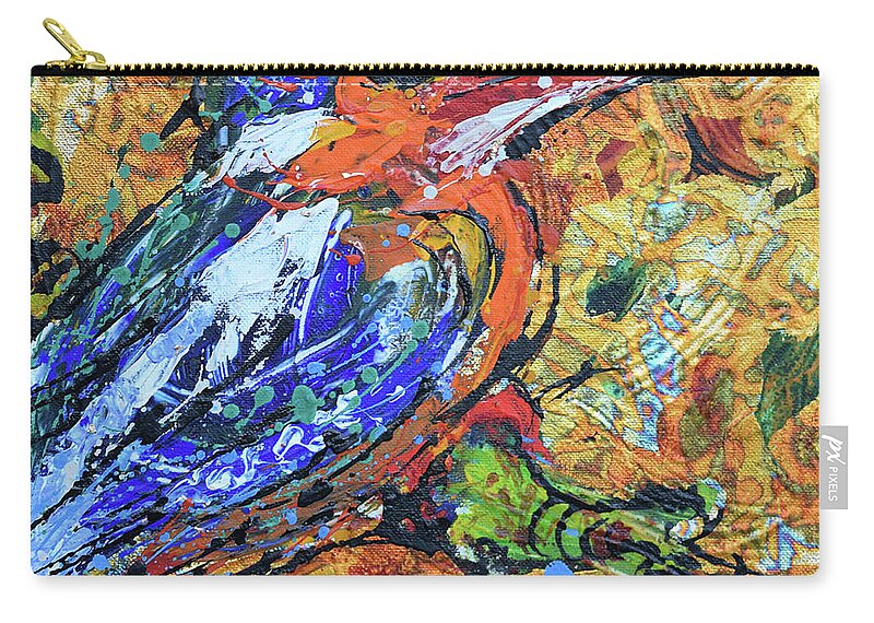  Carry-all Pouch featuring the painting Kingfisher_1 by Jyotika Shroff
