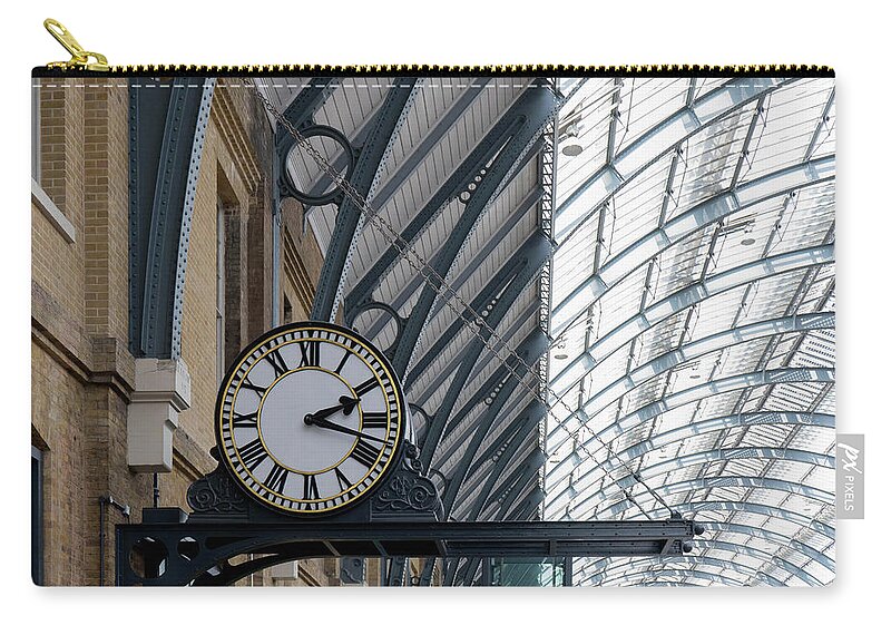 Clock Zip Pouch featuring the photograph Kings Cross Clock by Roger Lighterness