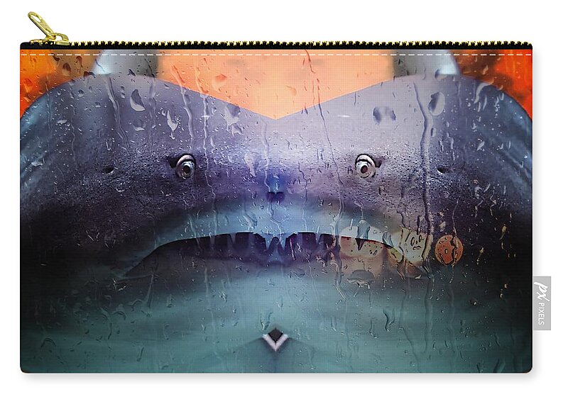 Shark Zip Pouch featuring the photograph kiss Me by Jean Francois Gil