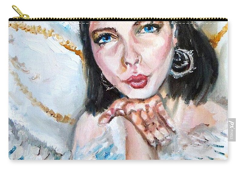 Angel Zip Pouch featuring the painting Kiss of an Angel by Shana Rowe Jackson
