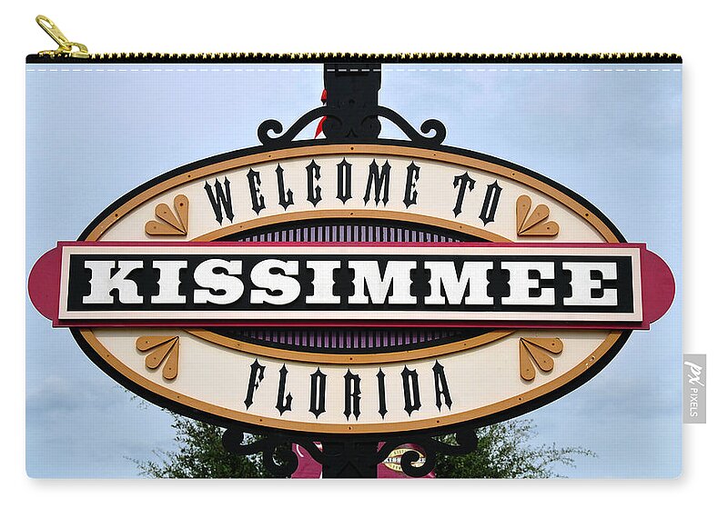 Sign Zip Pouch featuring the photograph Kissimmee Florida welcome sign by David Lee Thompson