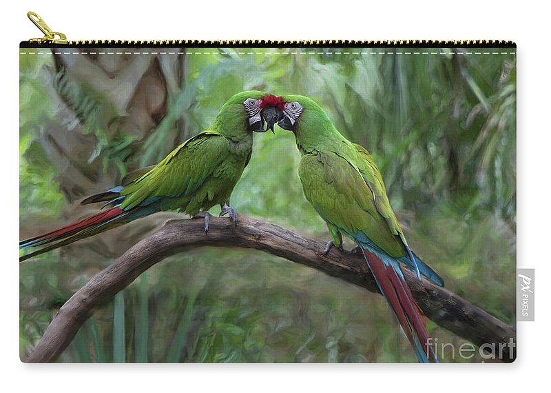 Macaw Zip Pouch featuring the photograph Kissing Macaws by Jeff Breiman