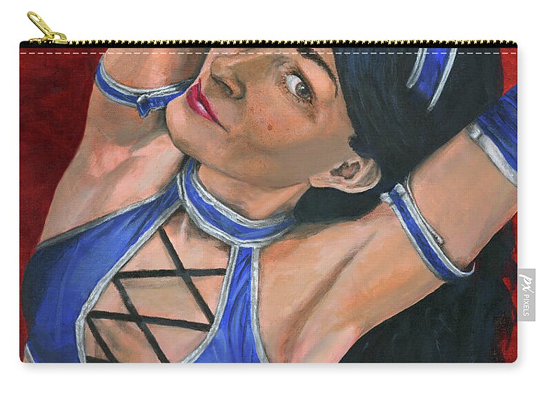Cosplay Zip Pouch featuring the painting Kitana by Matthew Mezo