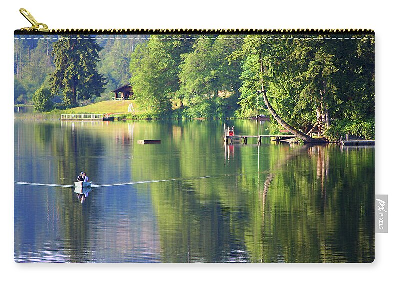 Kitsap Lake Zip Pouch featuring the photograph Kitsap Lake Bremerton Washington by Art Block Collections